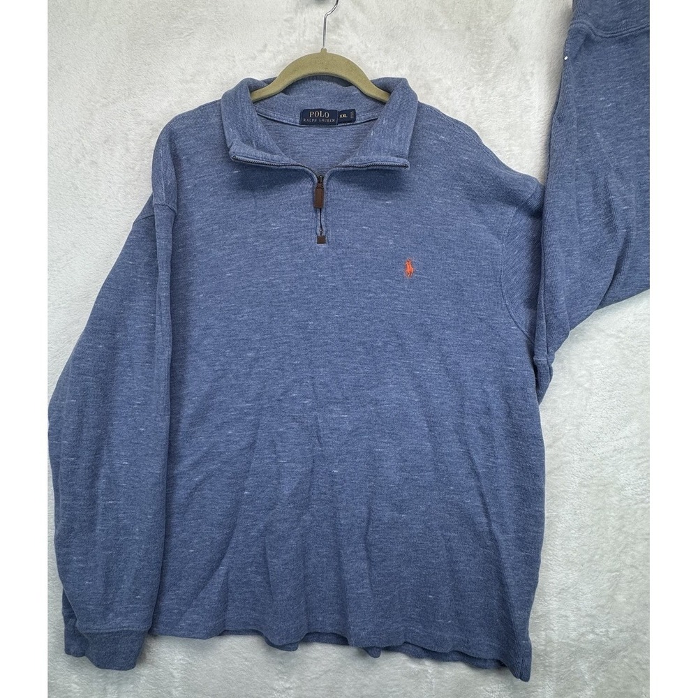 Polo Ralph Lauren Quarter Zip Sweater Men's XL Blue Mock Neck Pony Logo